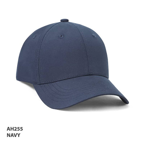 A navy cap with a classic design featuring a curved brim and a logo.
