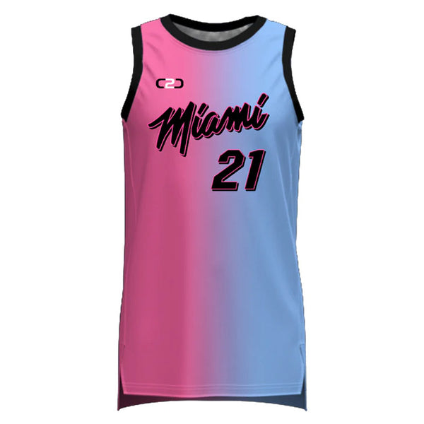 Custom Miami Gradient Inspired Slimfit Hp Split Basketball Singlet