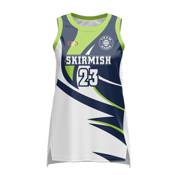 Custom SKIRMISH Ladies HP Split Basketball Singlet Front View